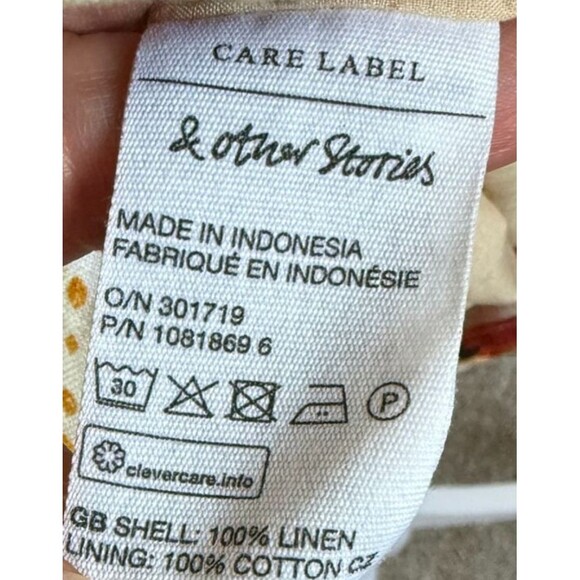 & Other Stories Floral Mini Dress Autumnal Floral Print Square neck Womens US 10 - Picture 10 of 12